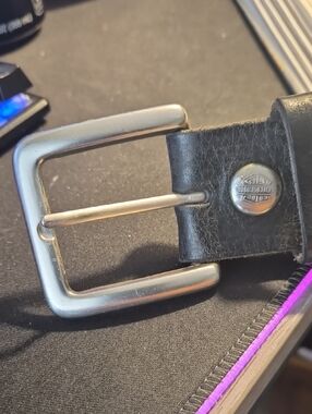 Harley-Davidson Black Leather Belt with Silver Hardware